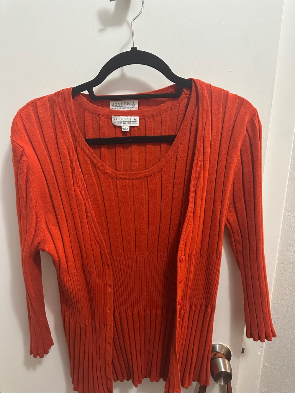 Joseph A Orange Ribbed Knit Sweater & Cardigan Set